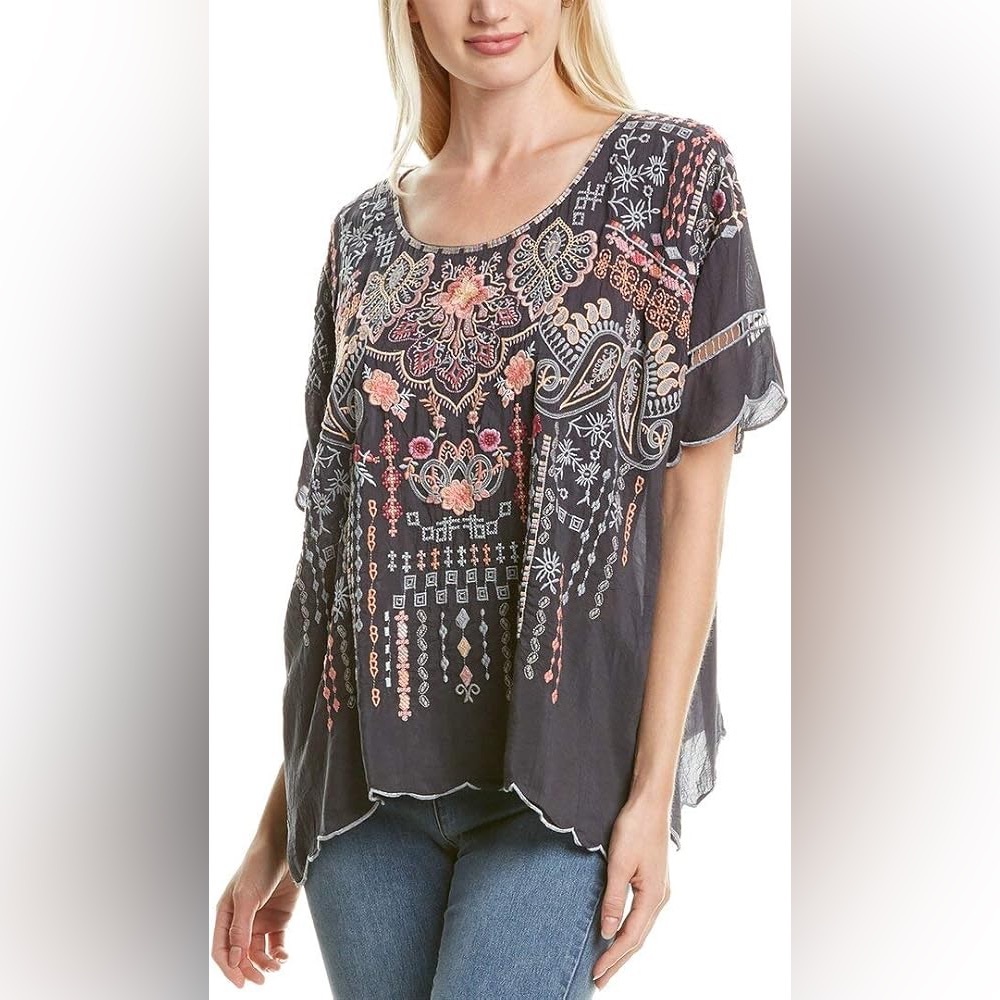 Johnny Was Vanna Embroidered Blouse Size Xsmall
